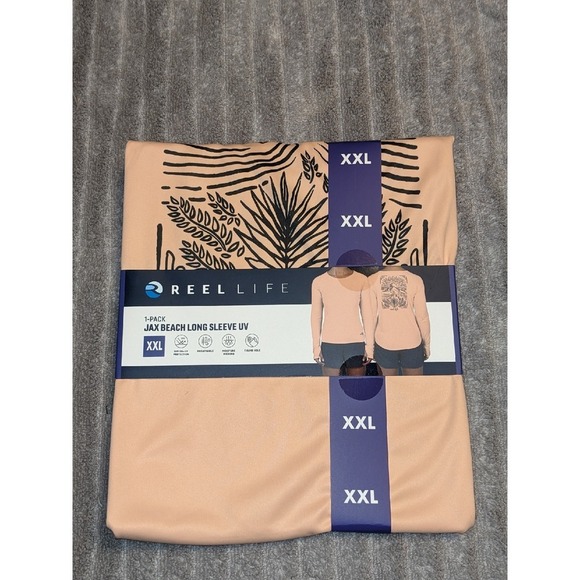 Reel Life Jax Beach Peach UV Long Sleeve Breathable Thumb Hole Shirt XXL NWT - Picture 7 of 8